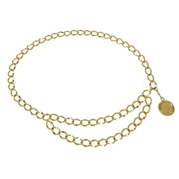 Chanel Chain Belt Medallion Gold 95P Small Good 195299 - Picture 1 of 4